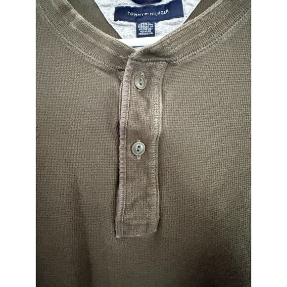 ? Vintage Tommy Hilfiger Thermal Army Green Men's Shirt sz Large - Picture 5 of 6